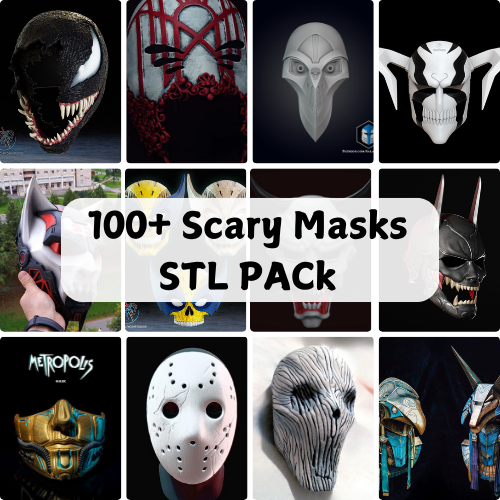 Scary Masks STL Bundle | 100+ Terrifying 3D Printable Mask Designs for Cosplay & Halloween