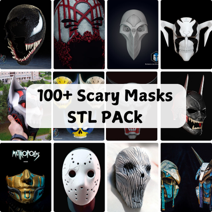 Scary Masks STL Bundle | 100+ Terrifying 3D Printable Mask Designs for Cosplay & Halloween